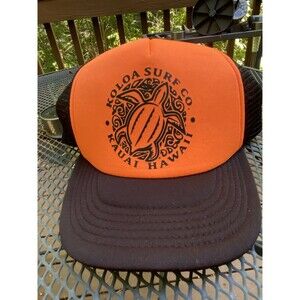 Koloa Surf Co Kauai Hawaii Trucker Hat Orange One Size Adjustable Mesh Back